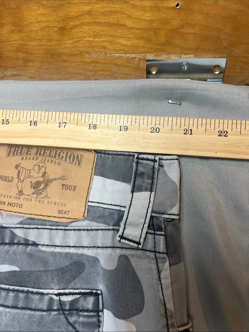 True Religion Gray & White Camo Zip Pants